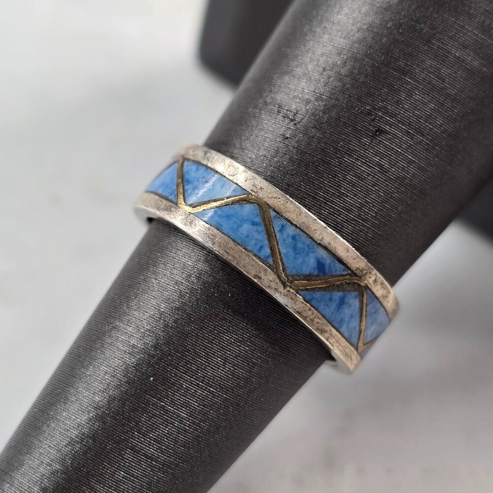 Womens Vintage Estate Sterling Silver Lapis Lazuli Stone Ring 2.9g E694